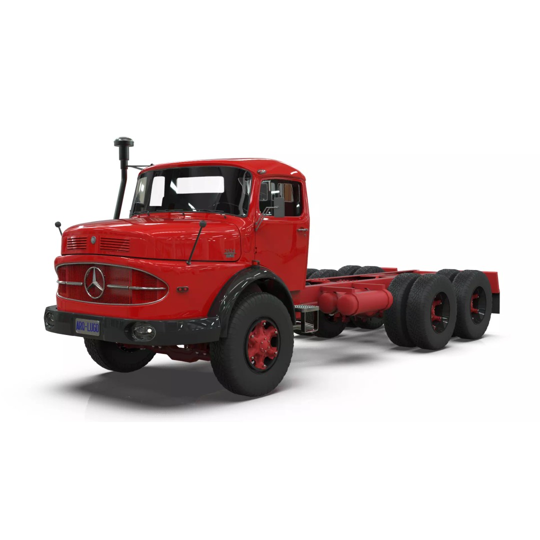 Mercedes-Benz 2624 Chassis Cab Truck 3D Model – Midpoly Game Asset, Blender - View 2