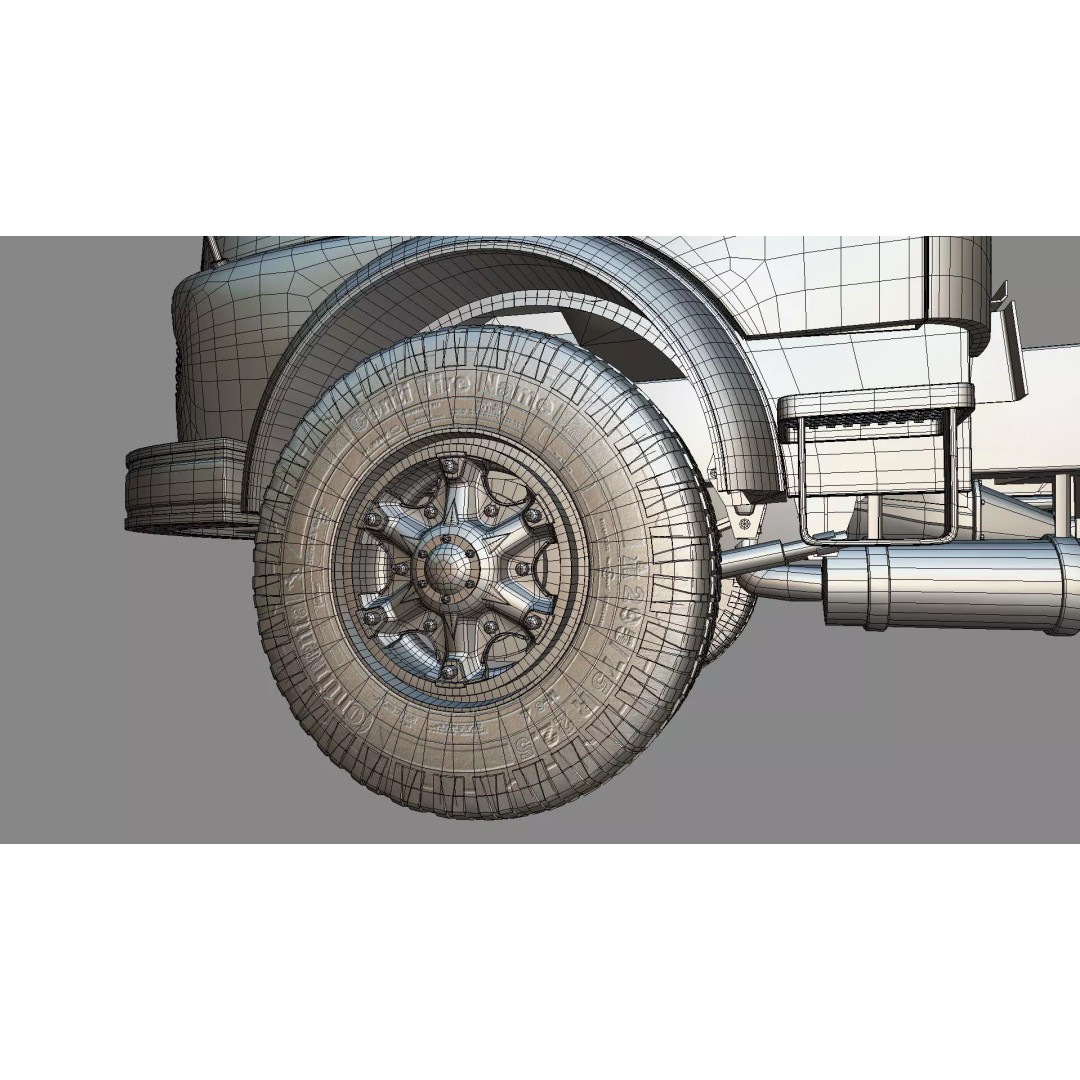 Mercedes-Benz 2624 Chassis Cab Truck 3D Model – Midpoly Game Asset, Blender - View 25