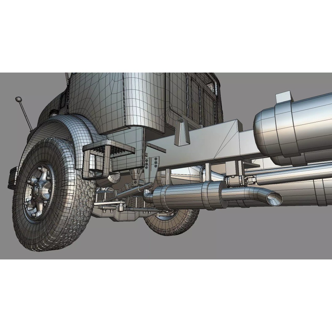Mercedes-Benz 2624 Chassis Cab Truck 3D Model – Midpoly Game Asset, Blender - View 26