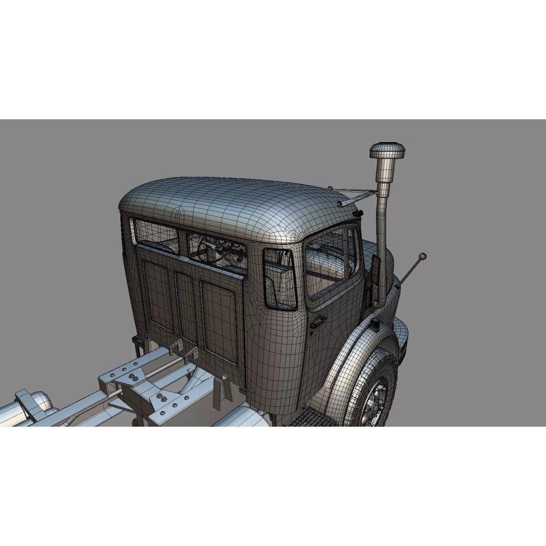 Mercedes-Benz 2624 Chassis Cab Truck 3D Model – Midpoly Game Asset, Blender - View 29