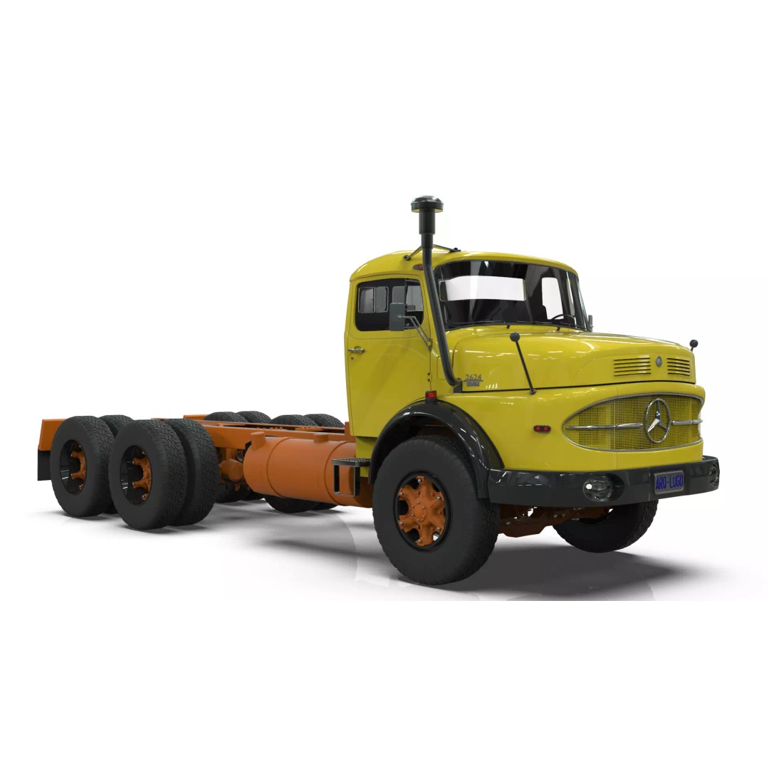 Mercedes-Benz 2624 Chassis Cab Truck 3D Model – Midpoly Game Asset, Blender - View 6