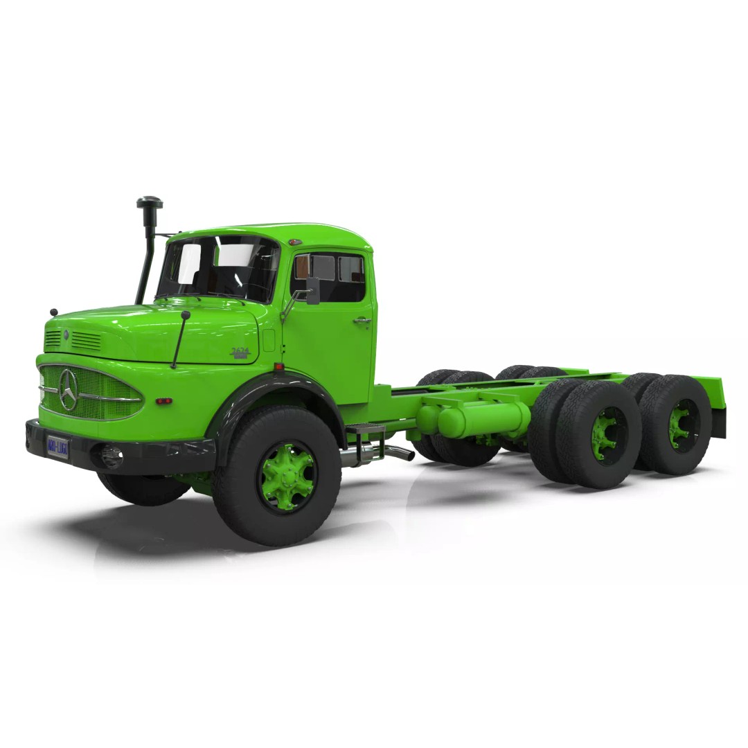 Mercedes-Benz 2624 Chassis Cab Truck 3D Model – Midpoly Game Asset, Blender - View 9