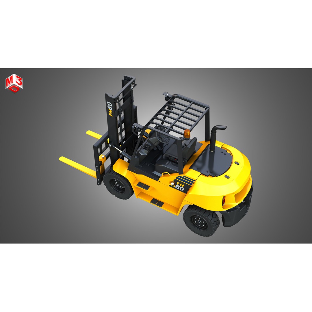 Komatsu FH7080 IC Pneumatic Forklift 3D Model – High Poly Industrial Vehicle, FBX, OBJ
