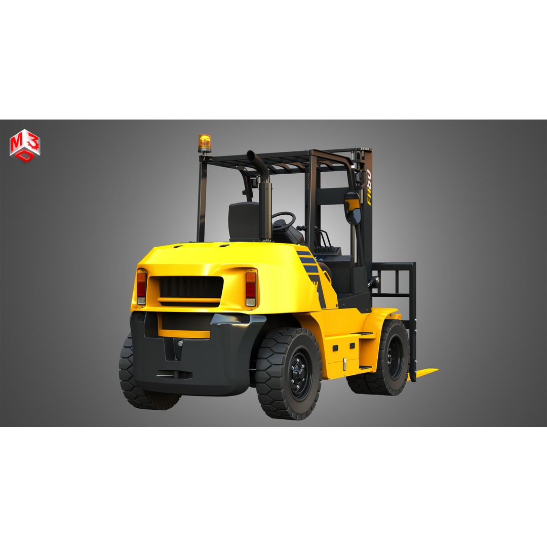 Komatsu FH7080 IC Pneumatic Forklift 3D Model – High Poly Industrial Vehicle, FBX, OBJ - View 13