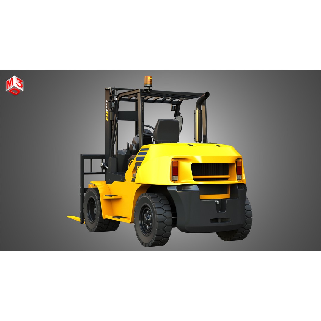 Komatsu FH7080 IC Pneumatic Forklift 3D Model – High Poly Industrial Vehicle, FBX, OBJ - View 15