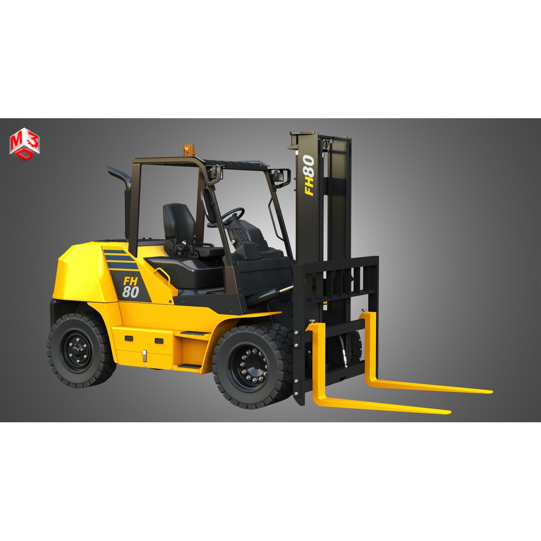 Komatsu FH7080 IC Pneumatic Forklift 3D Model – High Poly Industrial Vehicle, FBX, OBJ - View 18
