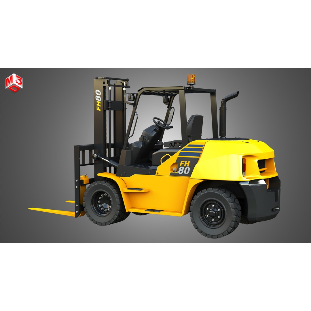 Komatsu FH7080 IC Pneumatic Forklift 3D Model – High Poly Industrial Vehicle, FBX, OBJ - View 19