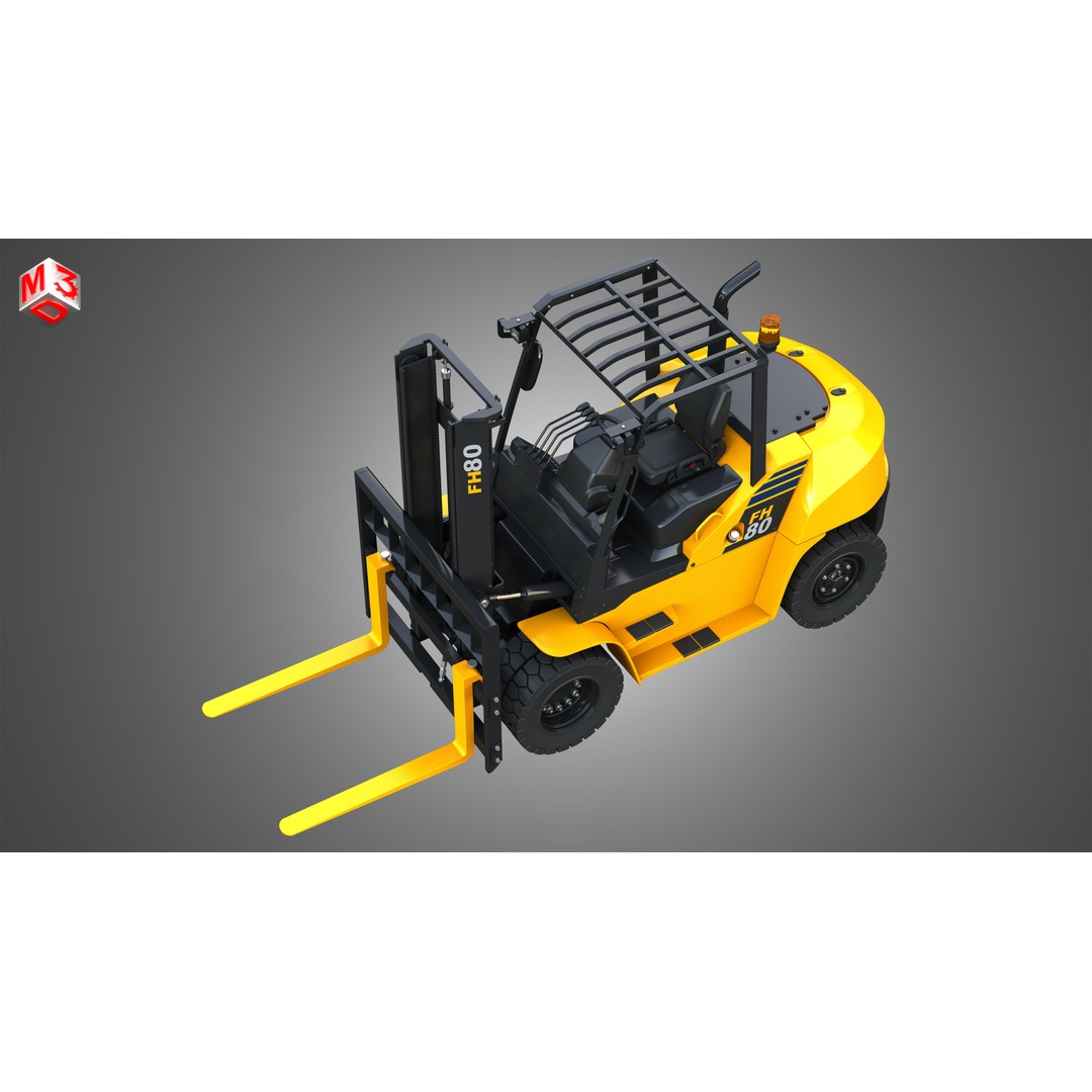 Komatsu FH7080 IC Pneumatic Forklift 3D Model – High Poly Industrial Vehicle, FBX, OBJ - View 20