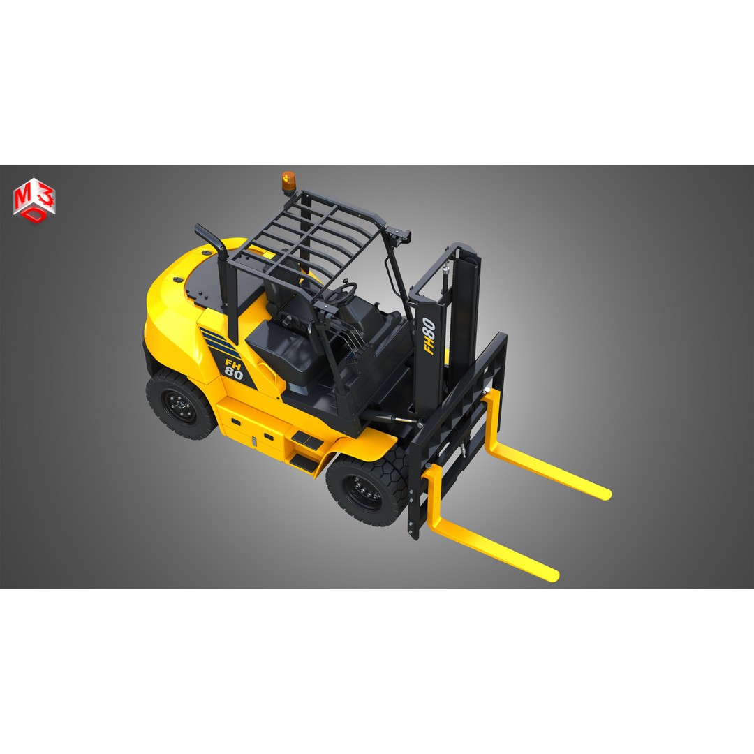 Komatsu FH7080 IC Pneumatic Forklift 3D Model – High Poly Industrial Vehicle, FBX, OBJ - View 22