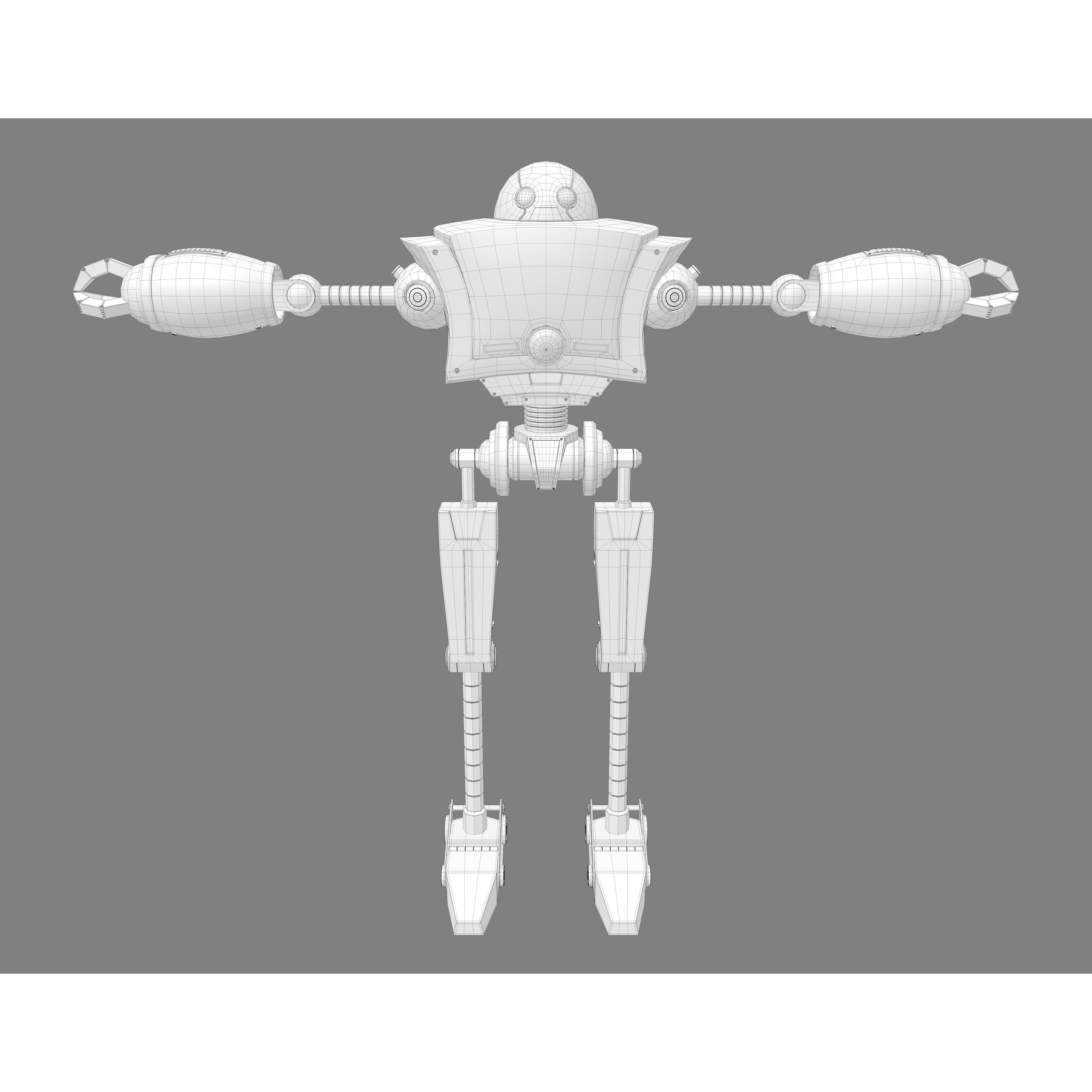 Cartoon Robot - Low-Poly Game-Ready 3D Model - View 11
