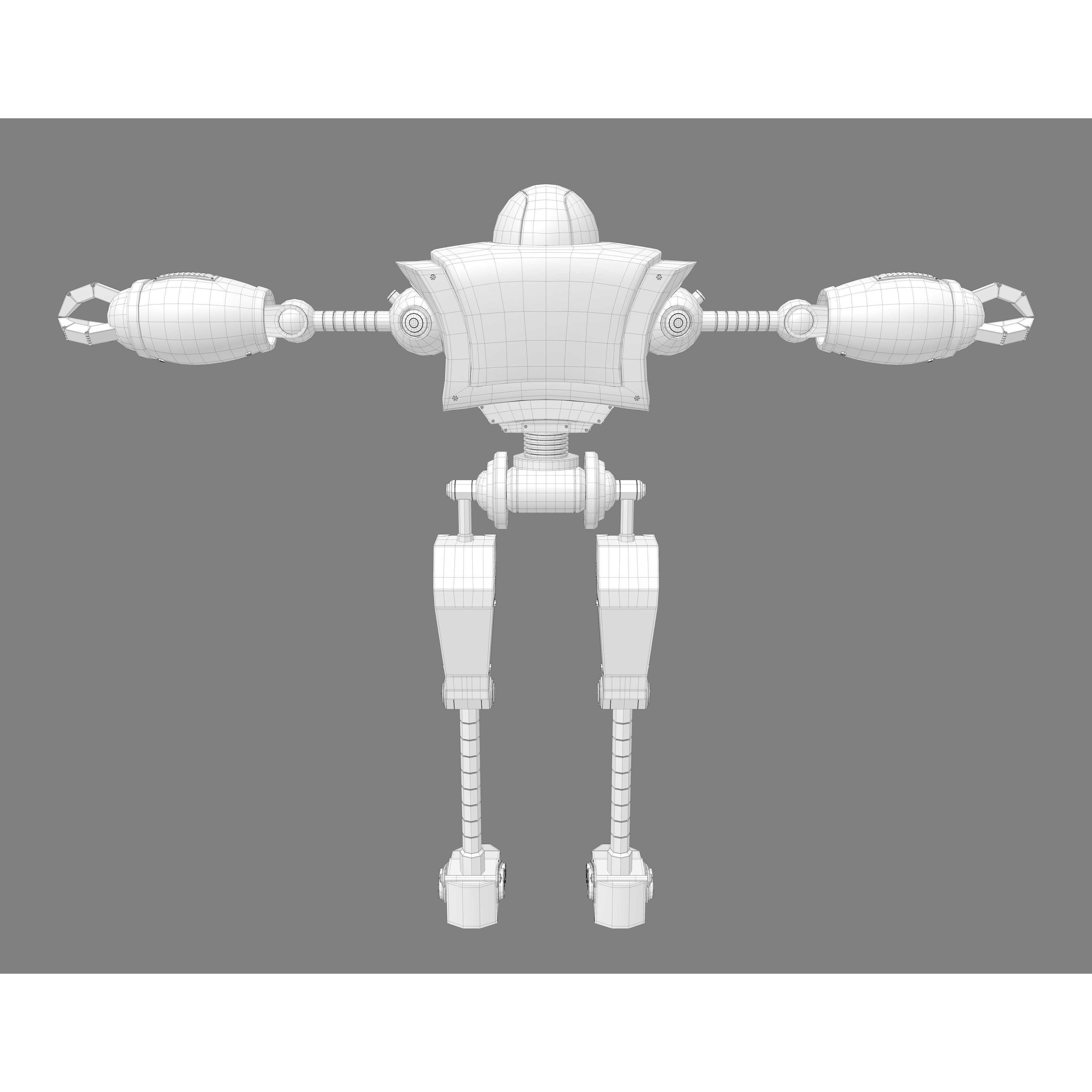 Cartoon Robot - Low-Poly Game-Ready 3D Model - View 12