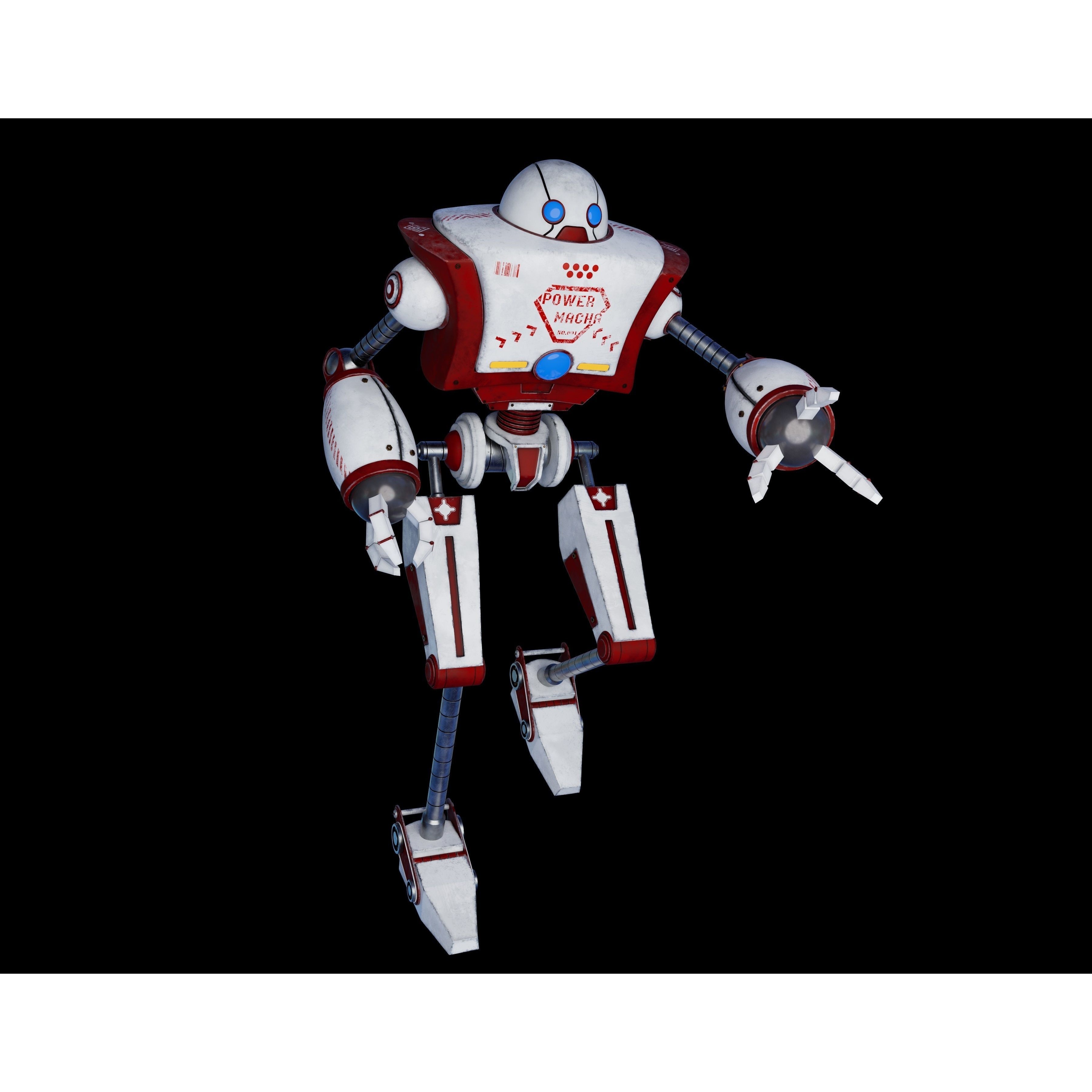 Cartoon Robot - Low-Poly Game-Ready 3D Model - View 3