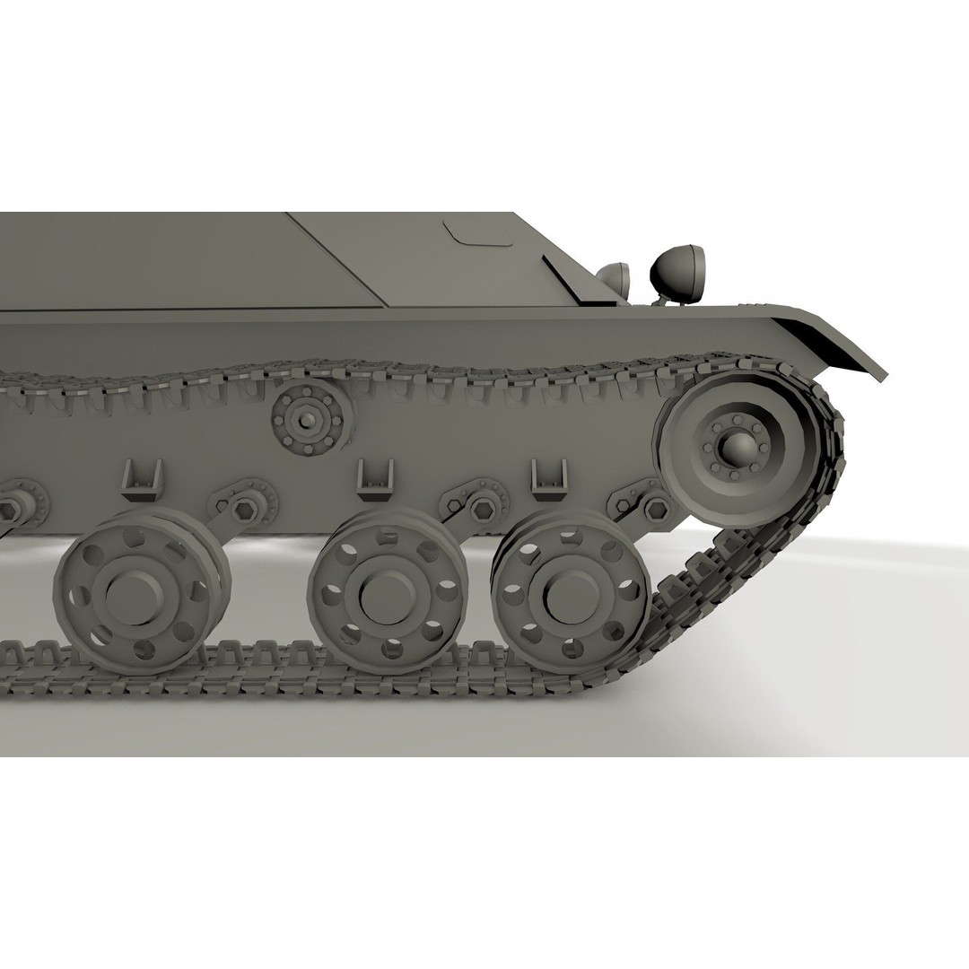 T-50 Soviet Light Tank 3D Model – Low Poly Game Asset, FBX - View 10