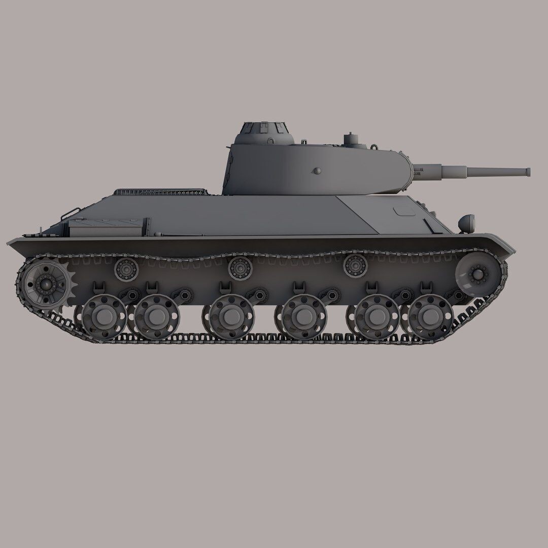 T-50 Soviet Light Tank 3D Model – Low Poly Game Asset, FBX - View 13