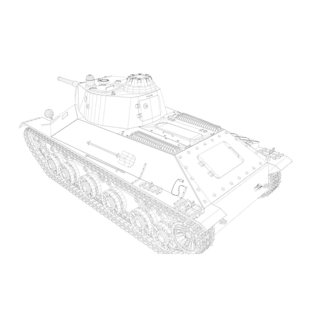 T-50 Soviet Light Tank 3D Model – Low Poly Game Asset, FBX - View 17