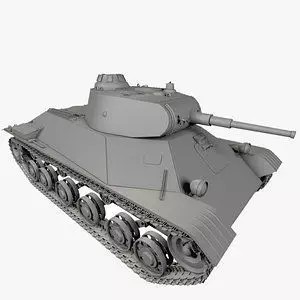 T-50 Soviet Light Tank 3D Model – Low Poly Game Asset, FBX - View 2