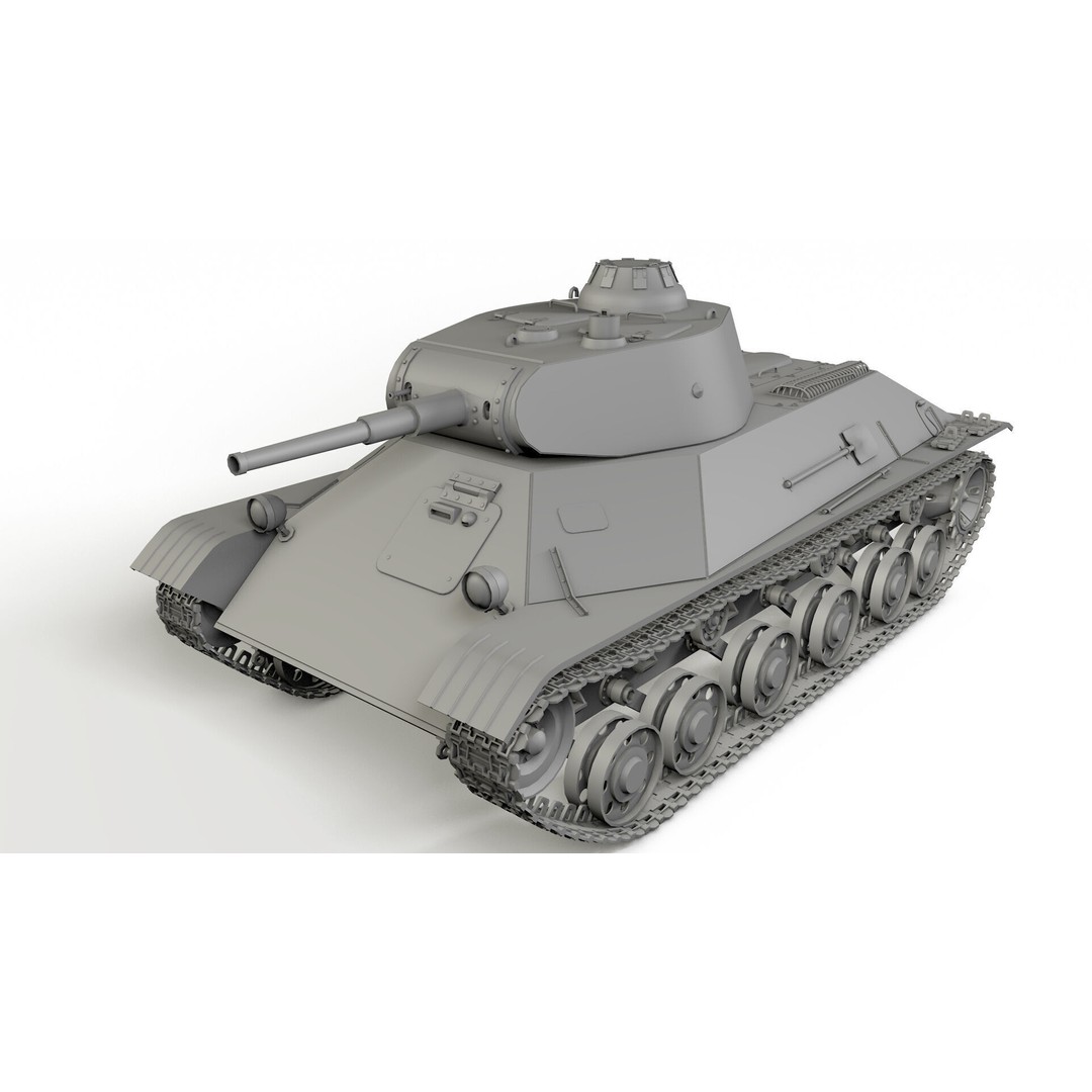 T-50 Soviet Light Tank 3D Model – Low Poly Game Asset, FBX - View 3