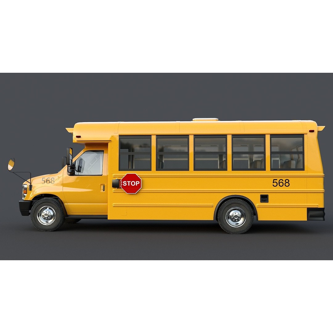 School Bus Type A 3D Model – Low Poly Game Asset, FBX, PBR - View 12