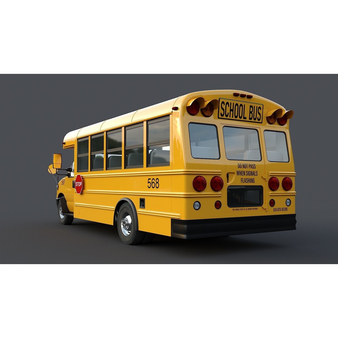 School Bus Type A 3D Model – Low Poly Game Asset, FBX, PBR - View 13