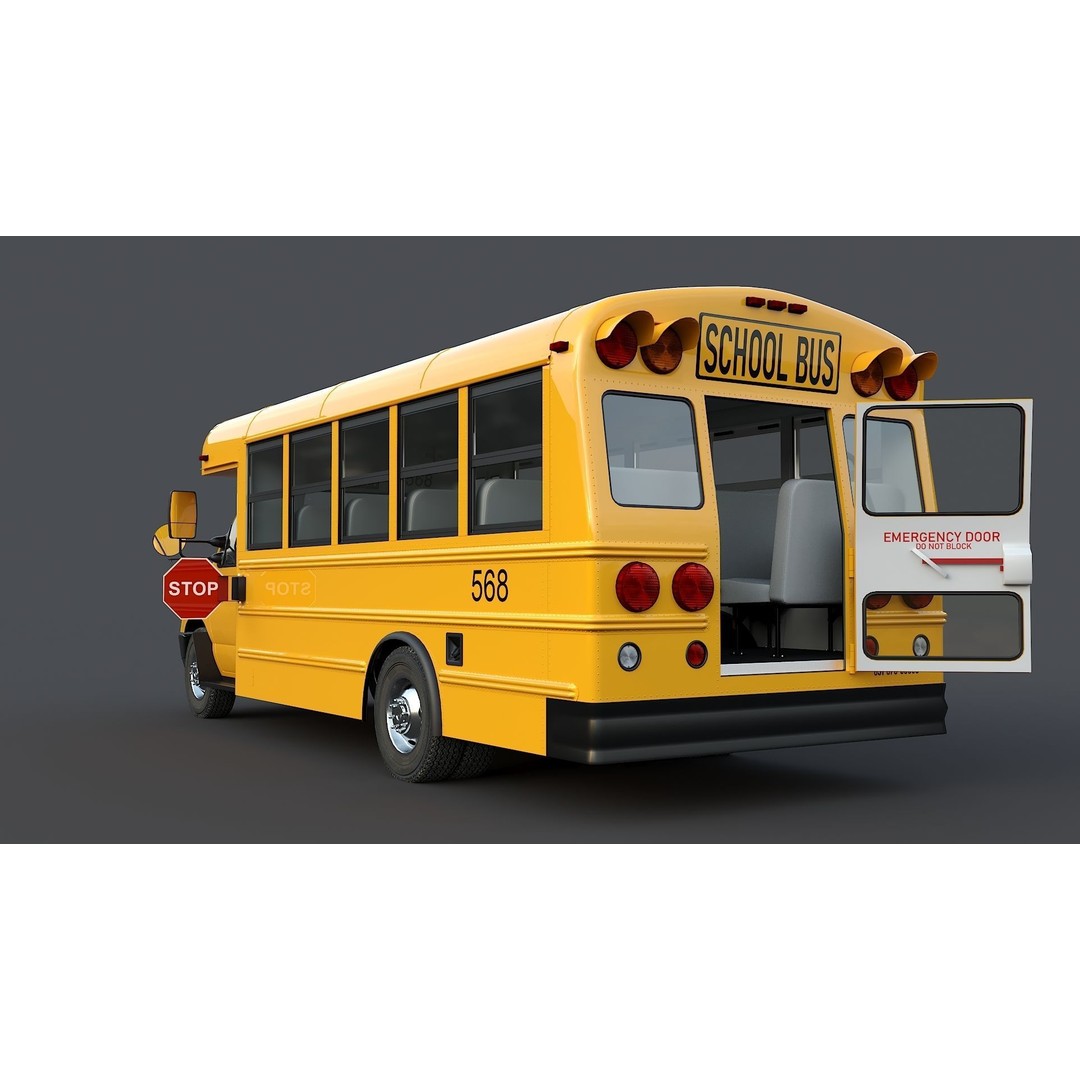 School Bus Type A 3D Model – Low Poly Game Asset, FBX, PBR - View 14