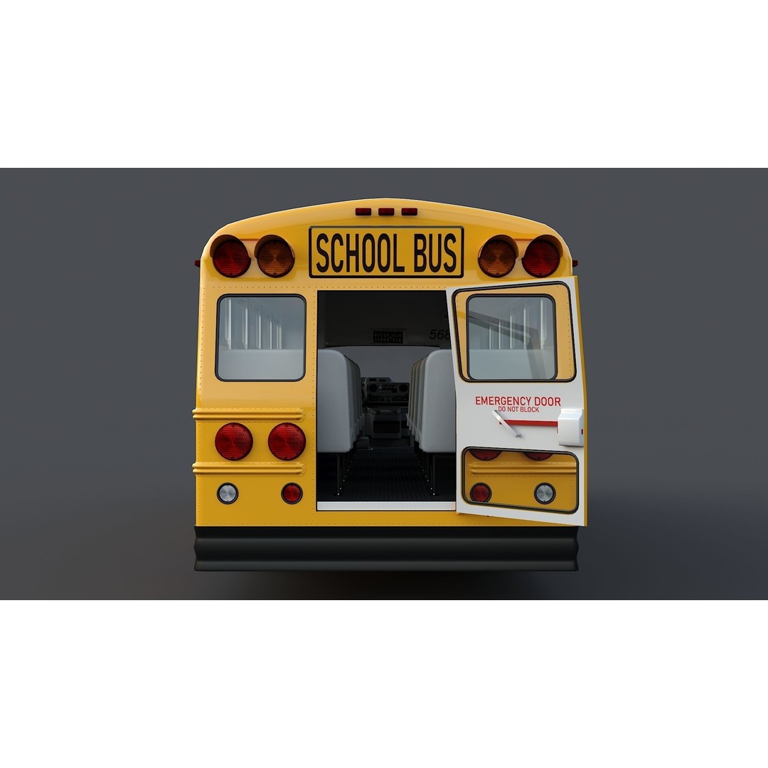 School Bus Type A 3D Model – Low Poly Game Asset, FBX, PBR - View 15