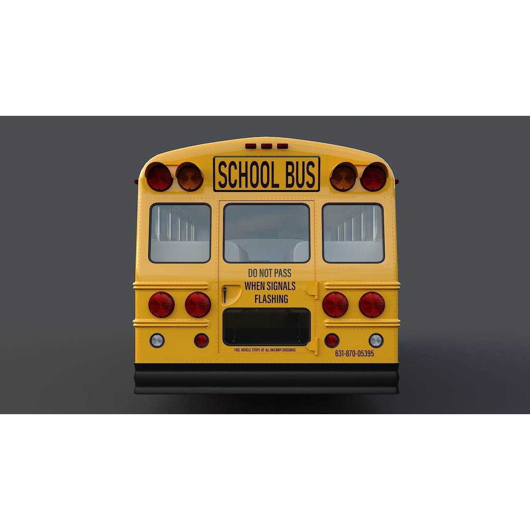 School Bus Type A 3D Model – Low Poly Game Asset, FBX, PBR - View 16