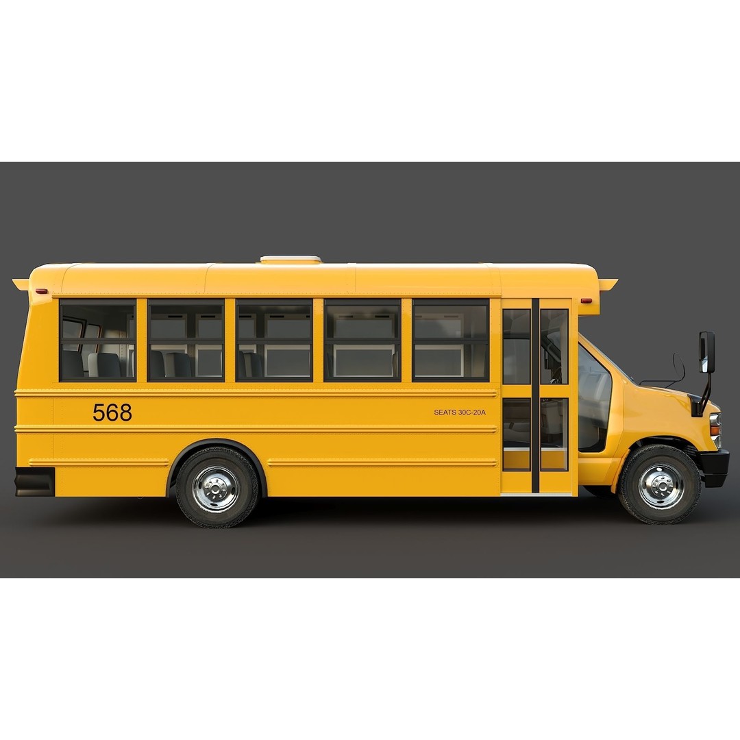 School Bus Type A 3D Model – Low Poly Game Asset, FBX, PBR - View 17