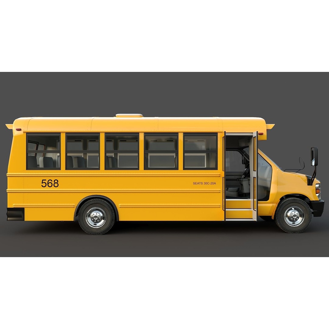 School Bus Type A 3D Model – Low Poly Game Asset, FBX, PBR - View 18