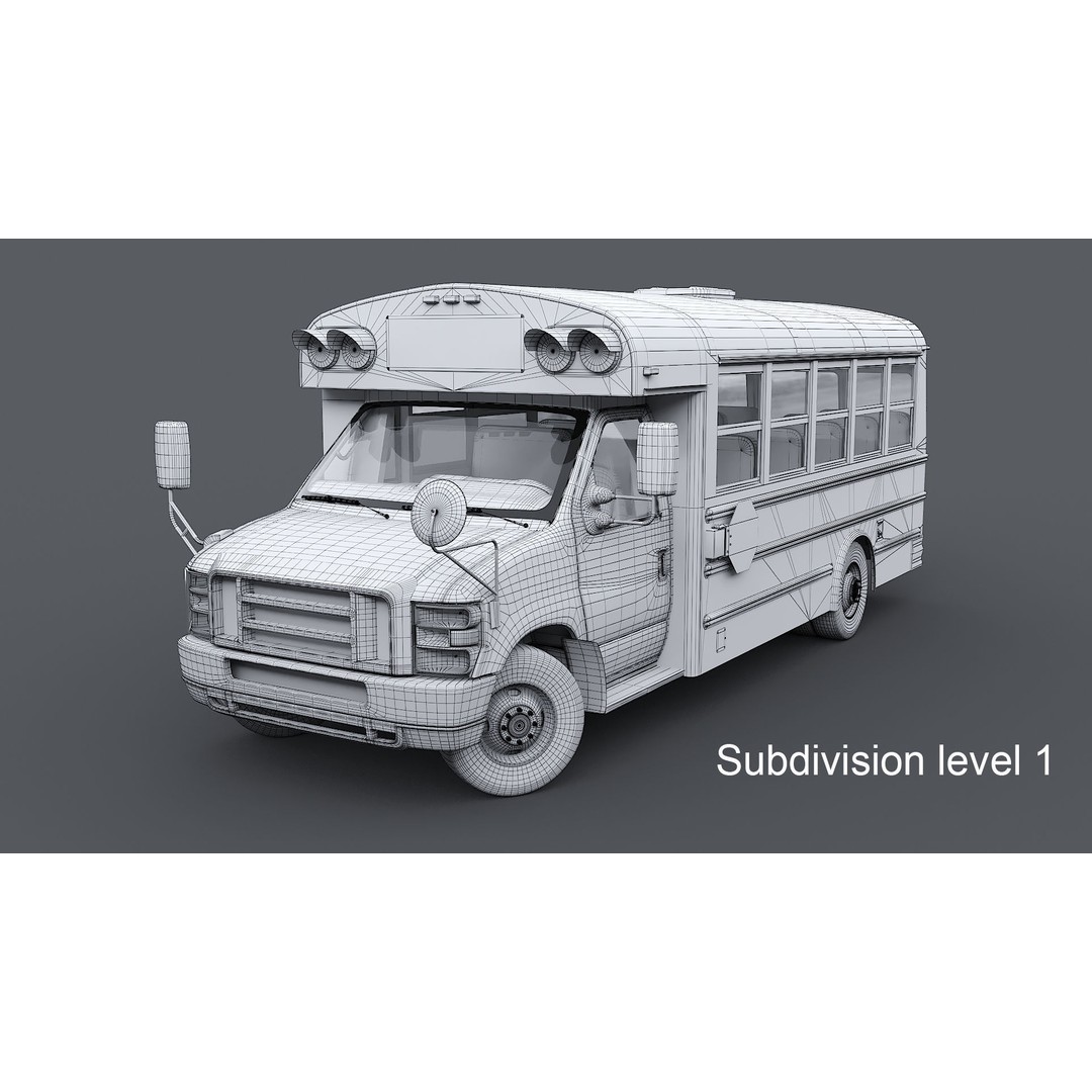 School Bus Type A 3D Model – Low Poly Game Asset, FBX, PBR - View 30