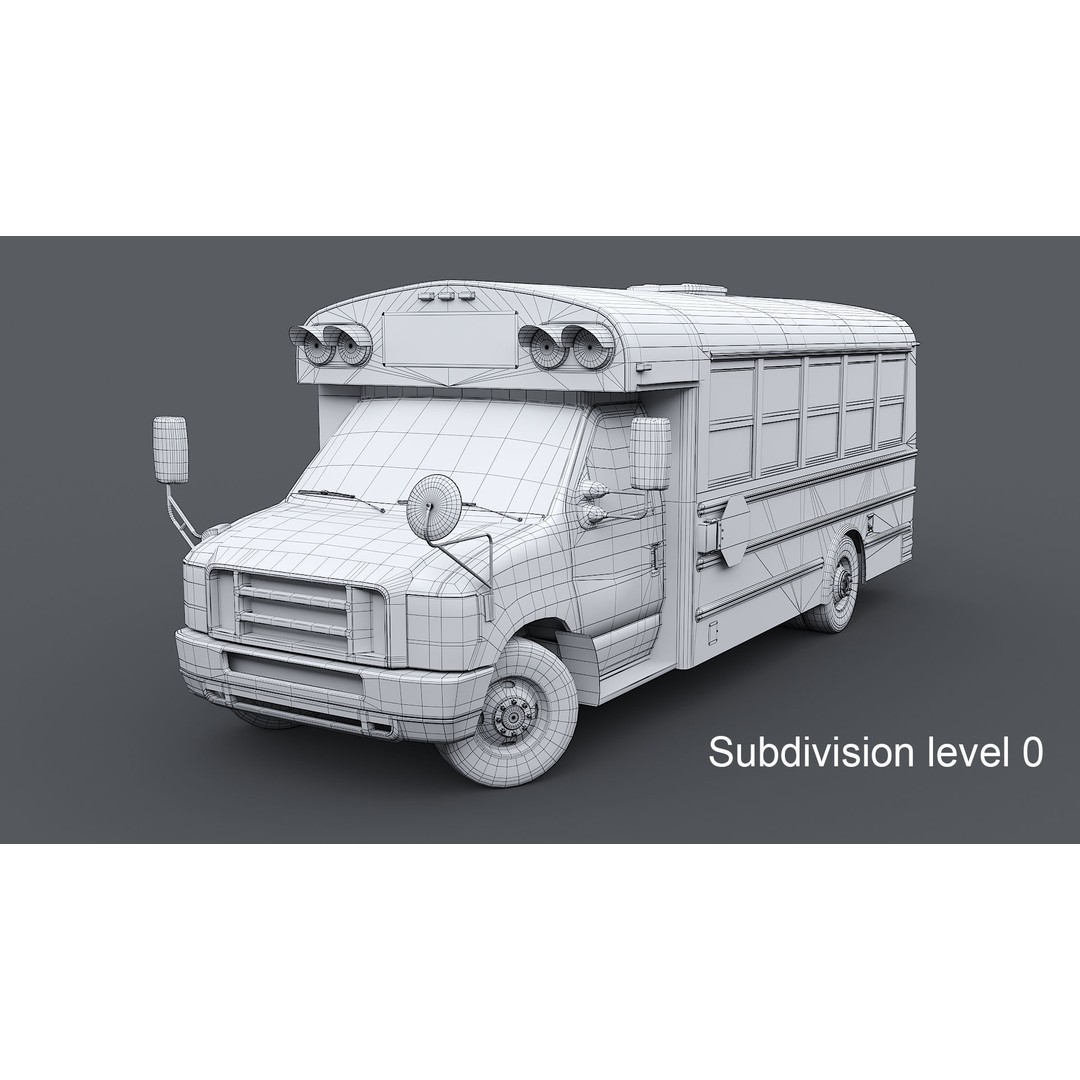 School Bus Type A 3D Model – Low Poly Game Asset, FBX, PBR - View 31