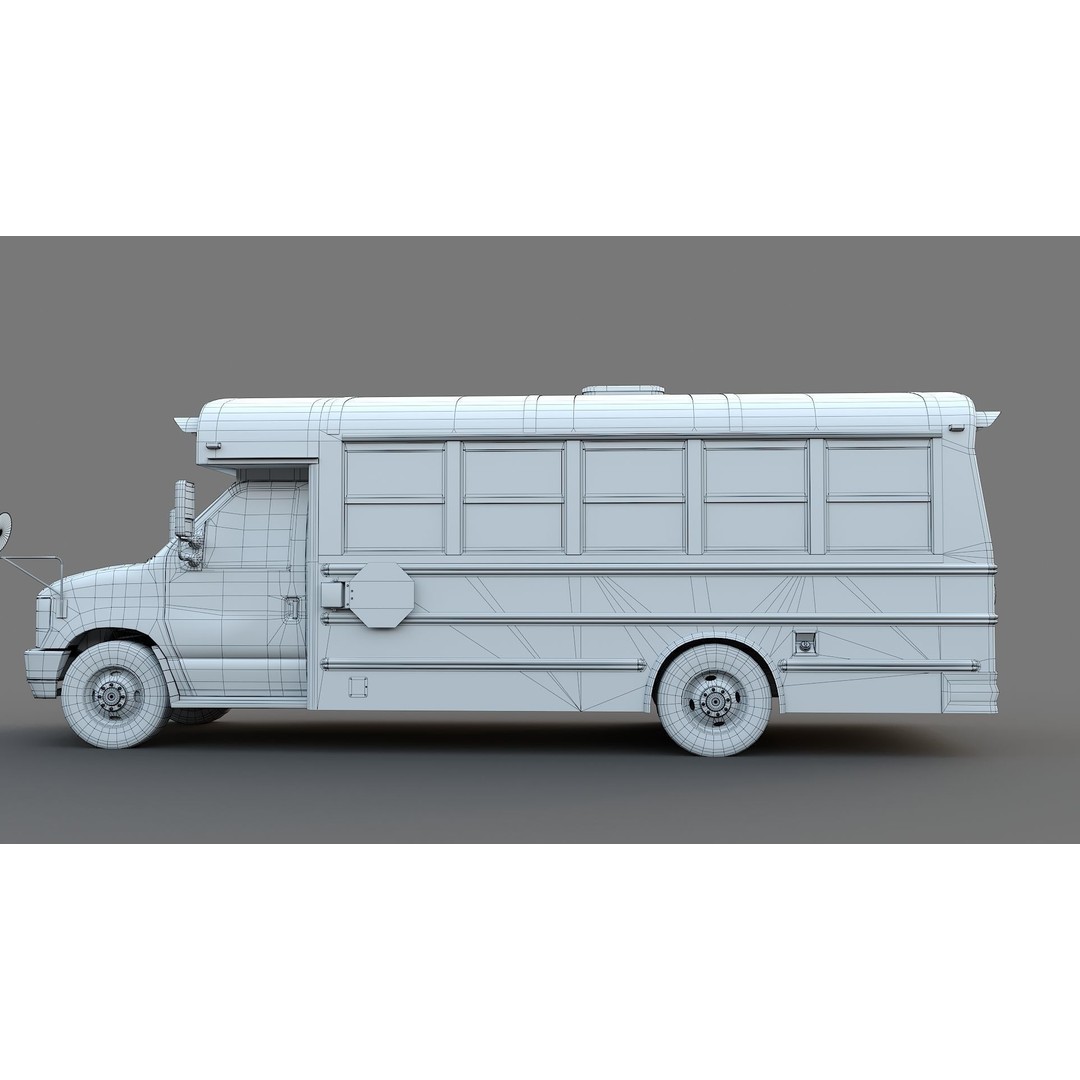 School Bus Type A 3D Model – Low Poly Game Asset, FBX, PBR - View 34