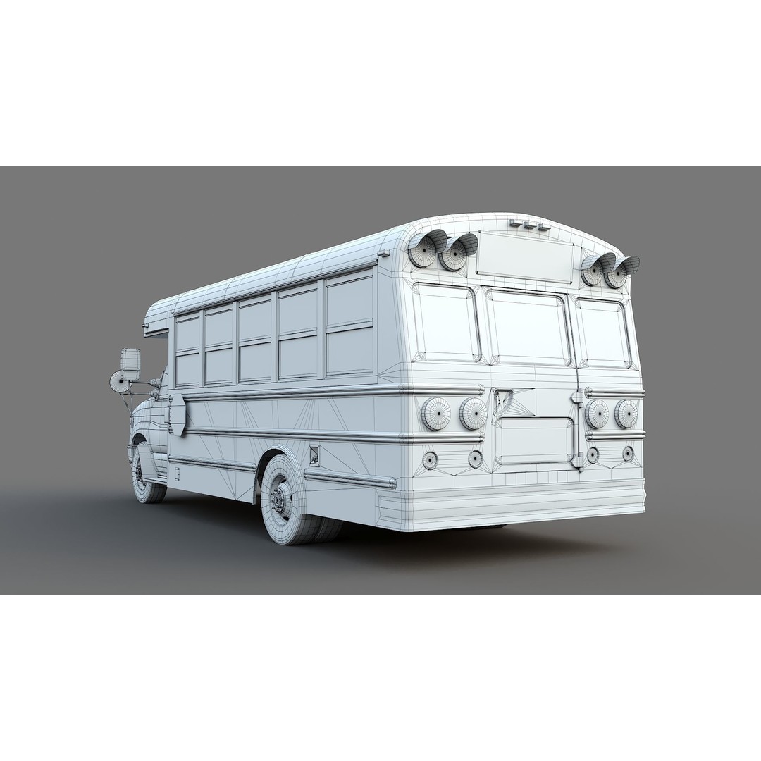 School Bus Type A 3D Model – Low Poly Game Asset, FBX, PBR - View 35