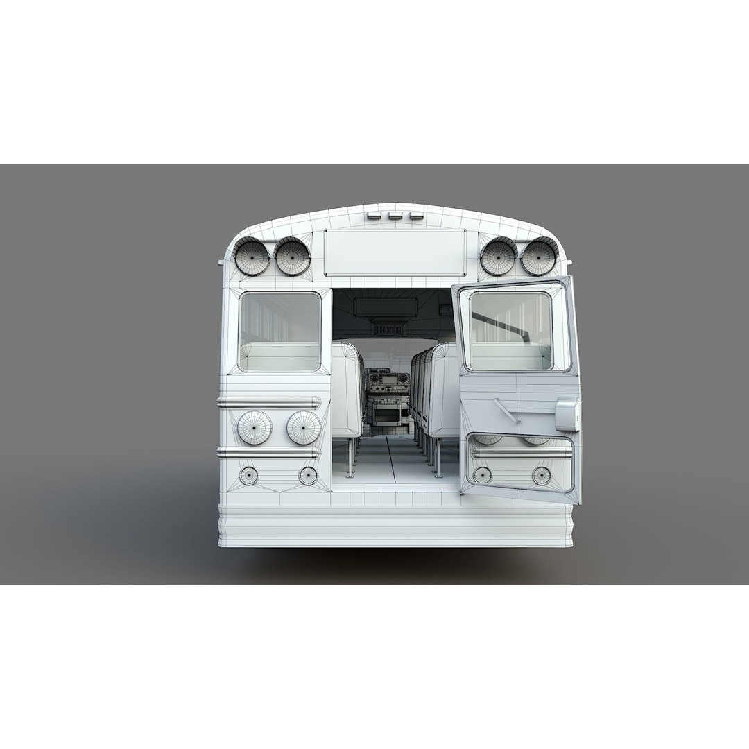 School Bus Type A 3D Model – Low Poly Game Asset, FBX, PBR - View 36