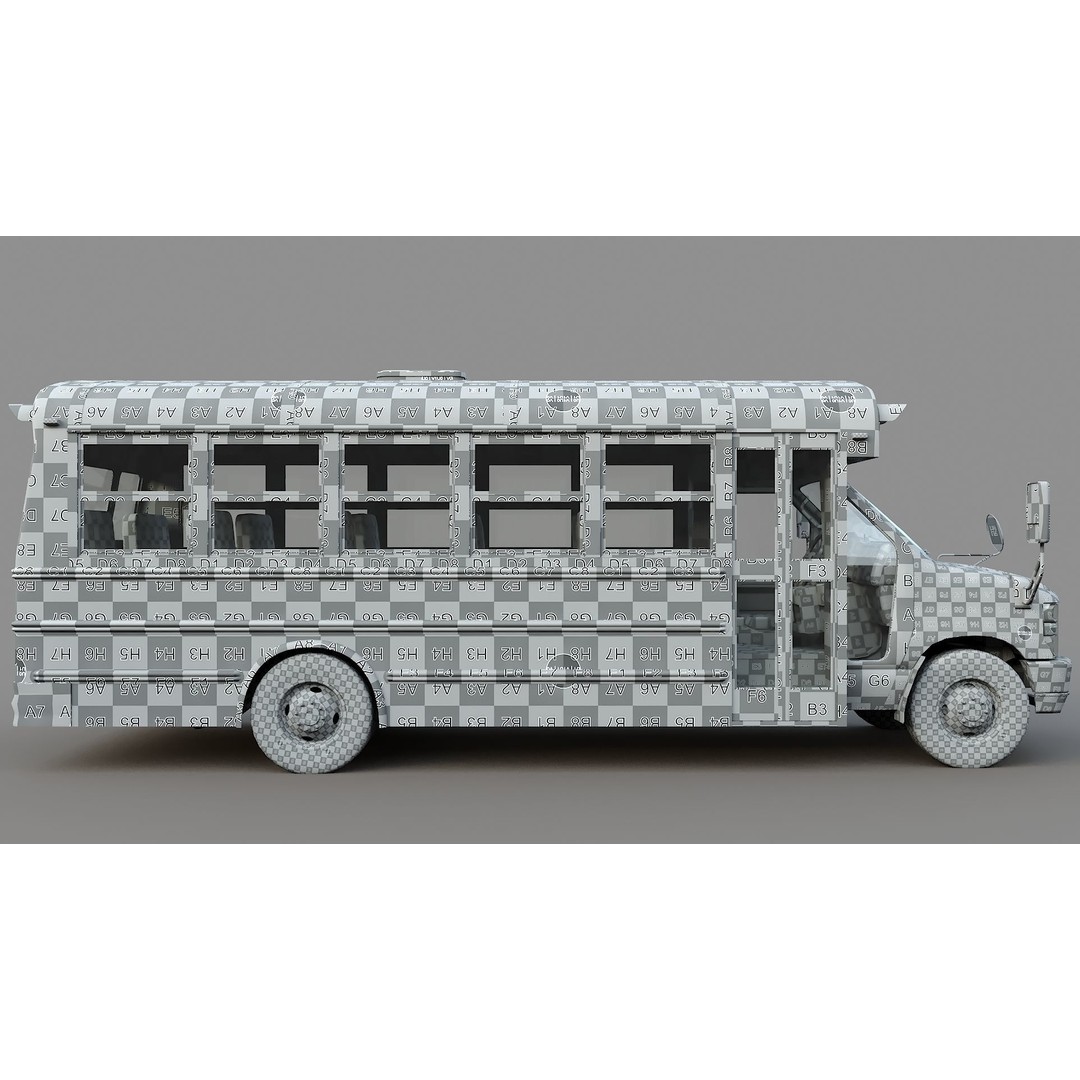 School Bus Type A 3D Model – Low Poly Game Asset, FBX, PBR - View 40