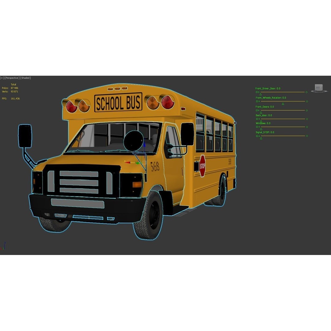 School Bus Type A 3D Model – Low Poly Game Asset, FBX, PBR - View 41