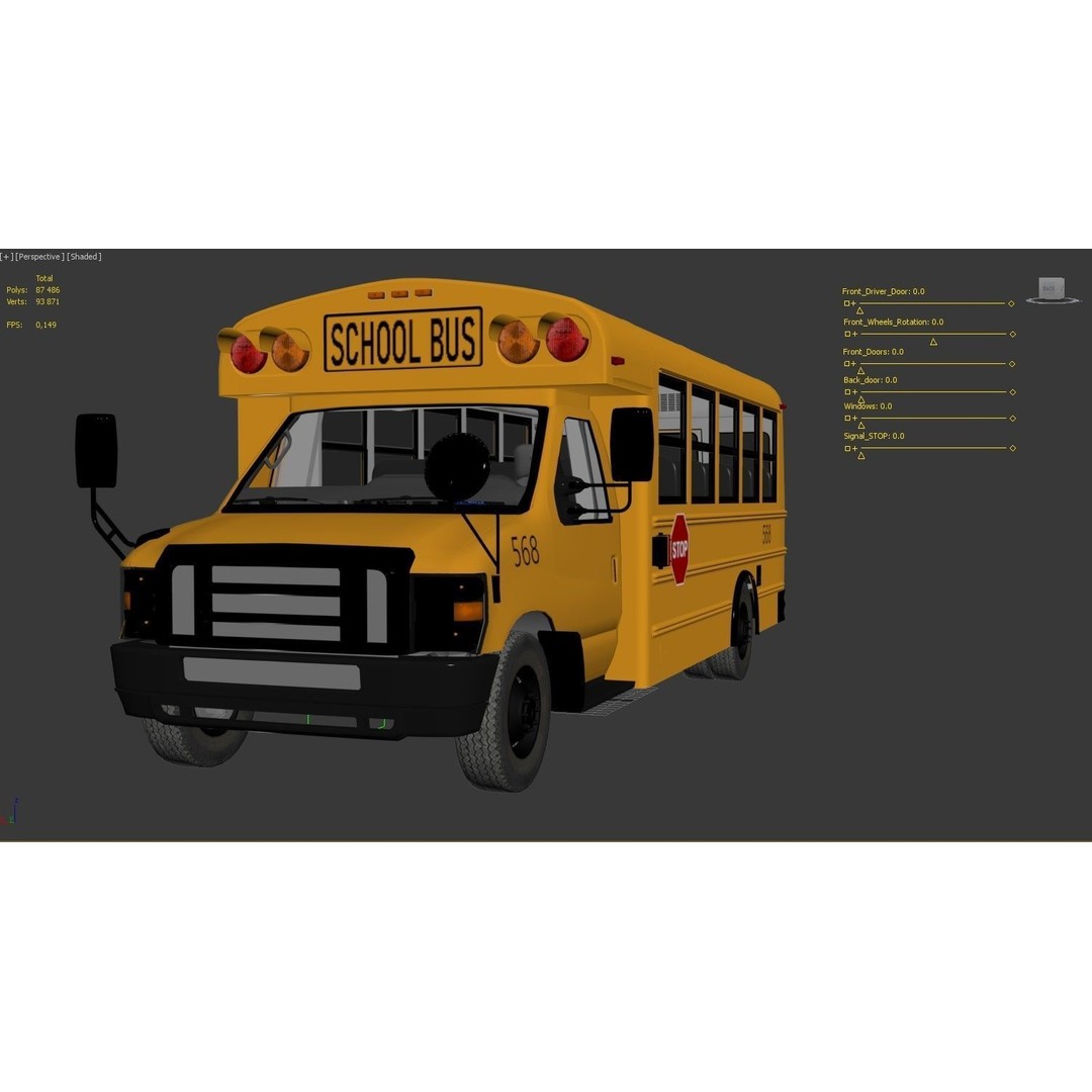 School Bus Type A 3D Model – Low Poly Game Asset, FBX, PBR - View 42
