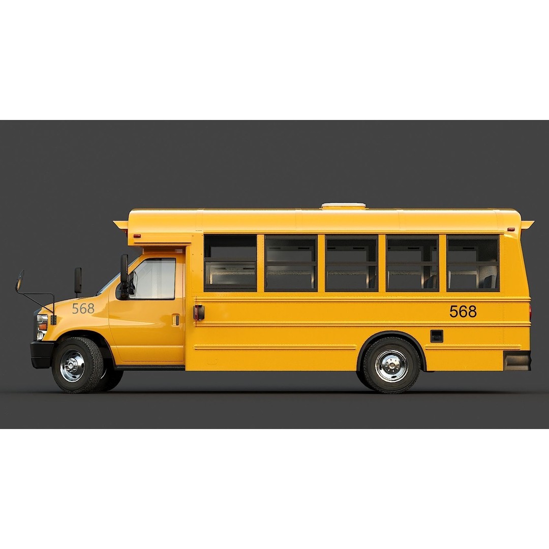 School Bus Type A 3D Model – Low Poly Game Asset, FBX, PBR - View 5