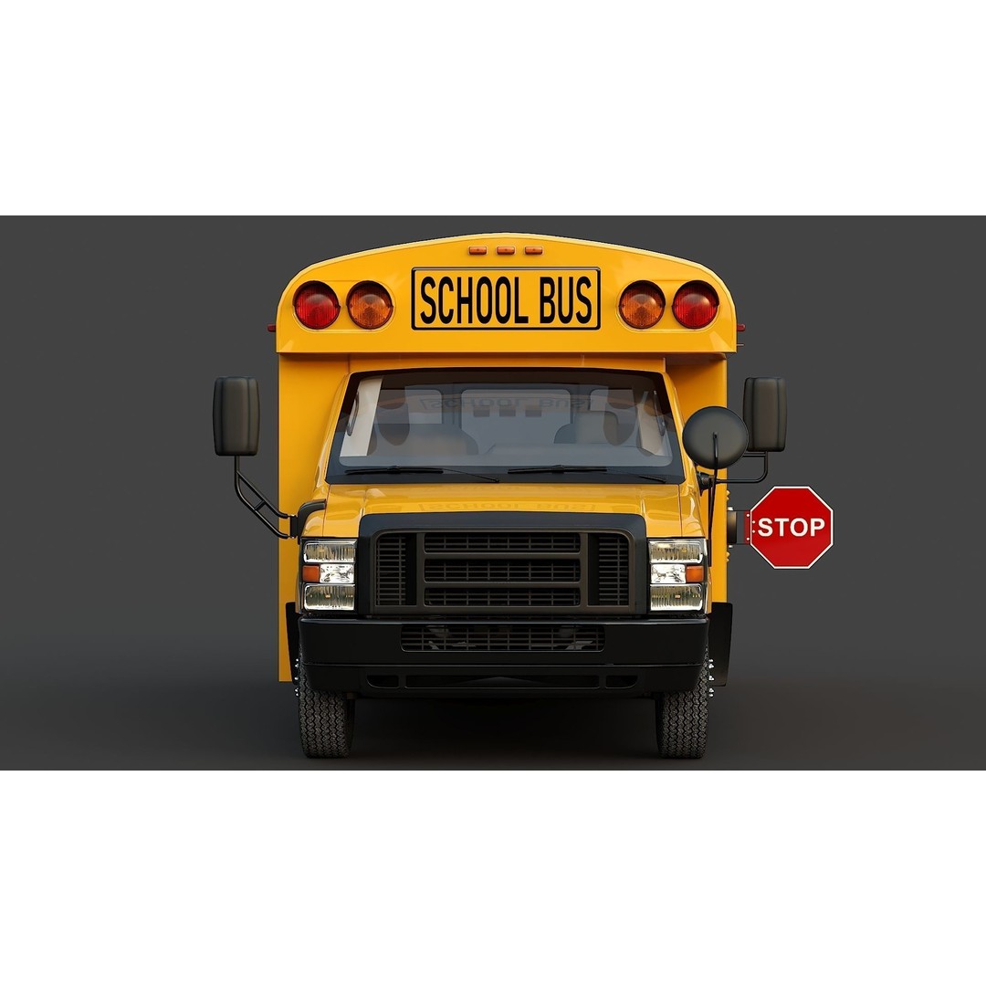 School Bus Type A 3D Model – Low Poly Game Asset, FBX, PBR - View 6