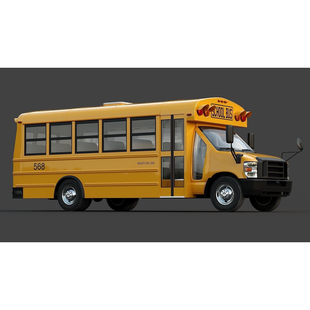 School Bus Type A 3D Model – Low Poly Game Asset, FBX, PBR - View 7