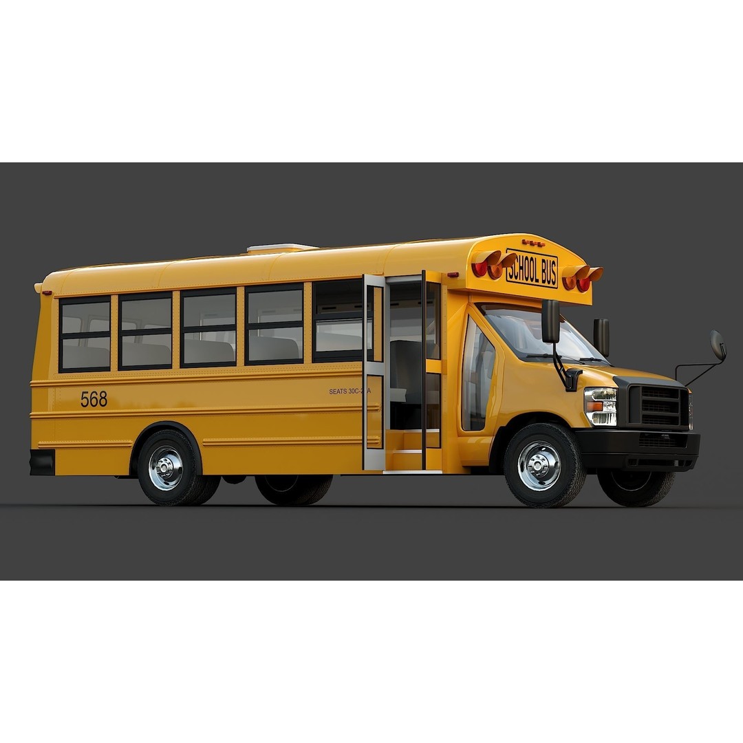 School Bus Type A 3D Model – Low Poly Game Asset, FBX, PBR - View 8