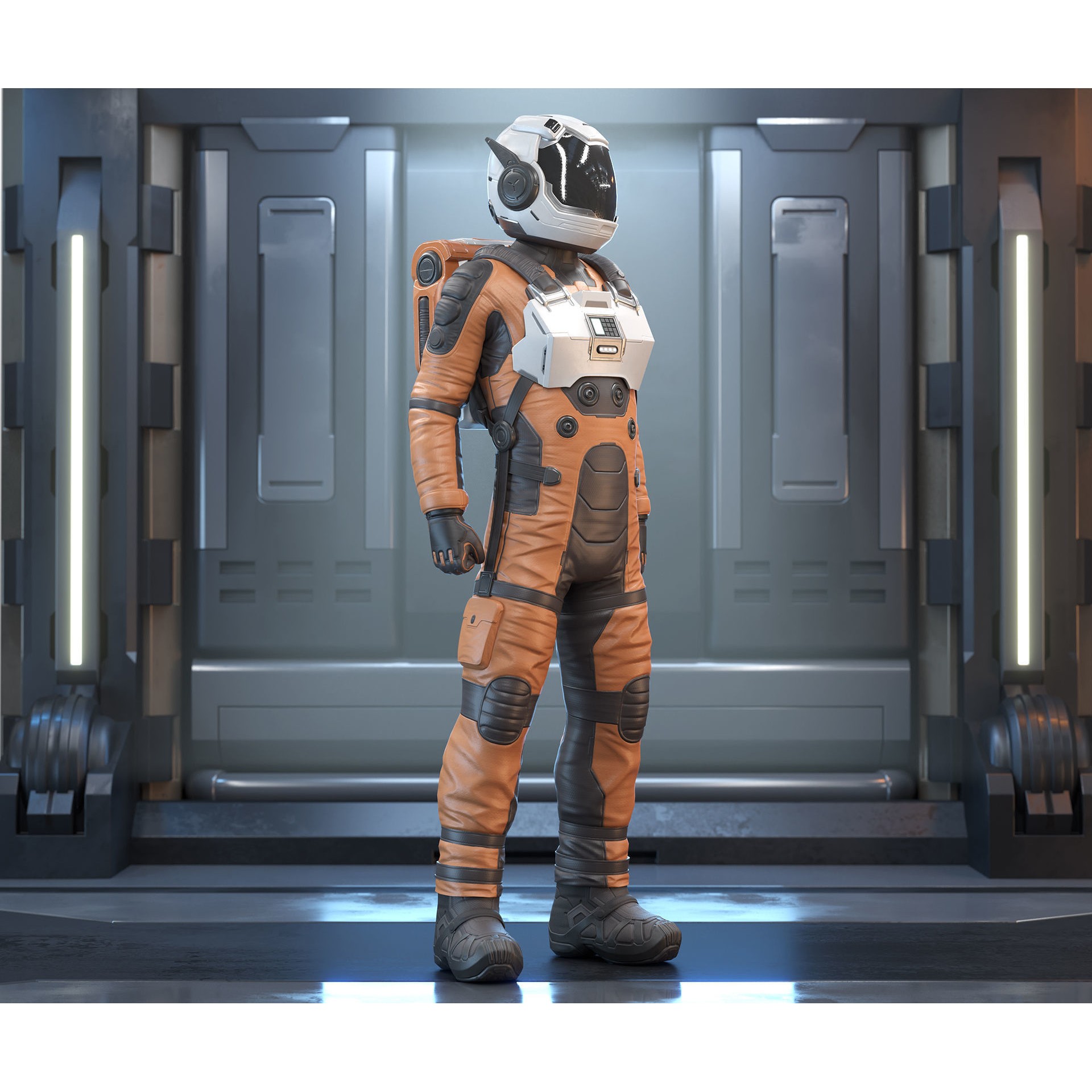 Sci-Fi Astronaut - Low-Poly Game-Ready 3D Model - View 9