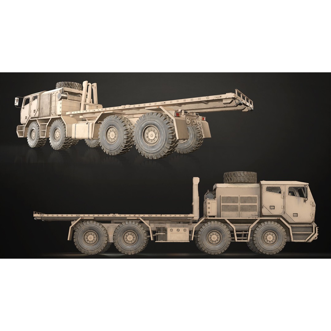 Heavy Military Truck 3D Model – Low Poly Game Ready Vehicle, FBX - View 11