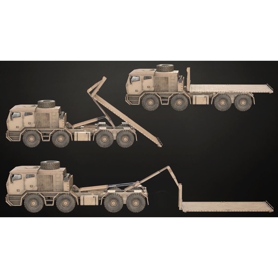 Heavy Military Truck 3D Model – Low Poly Game Ready Vehicle, FBX - View 13