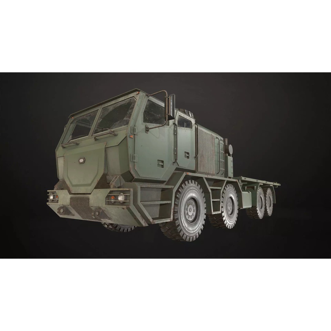 Heavy Military Truck 3D Model – Low Poly Game Ready Vehicle, FBX - View 2