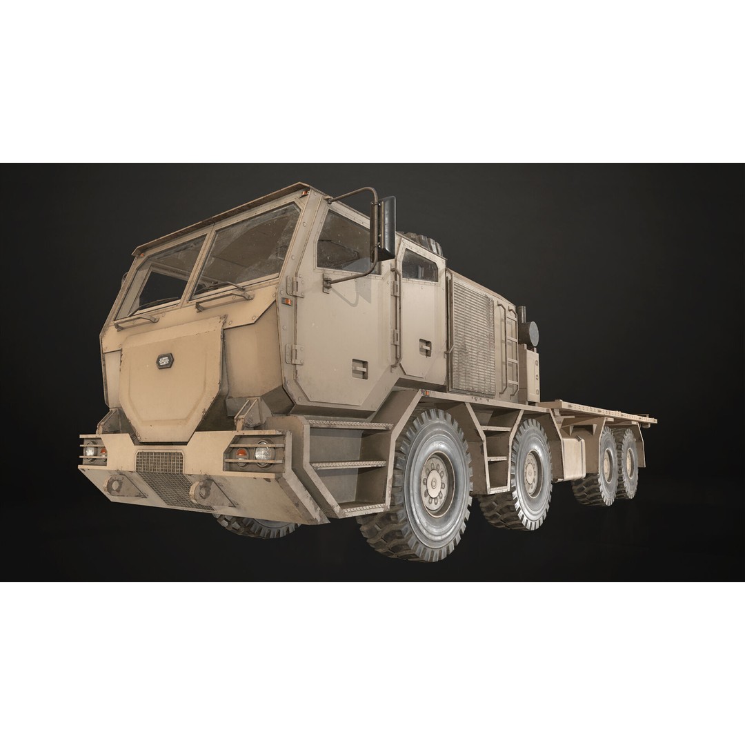 Heavy Military Truck 3D Model – Low Poly Game Ready Vehicle, FBX - View 3