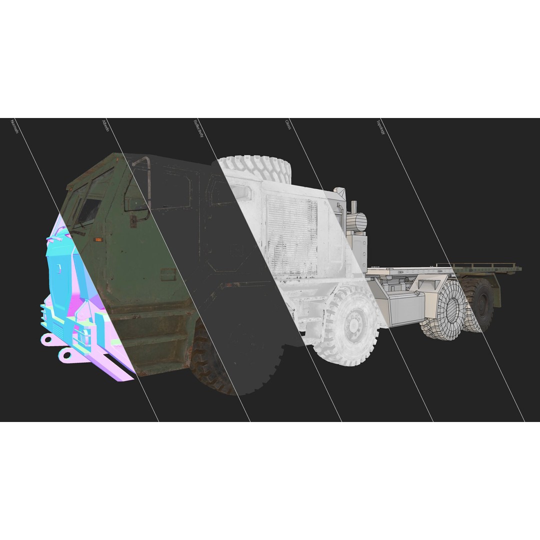 Heavy Military Truck 3D Model – Low Poly Game Ready Vehicle, FBX - View 30
