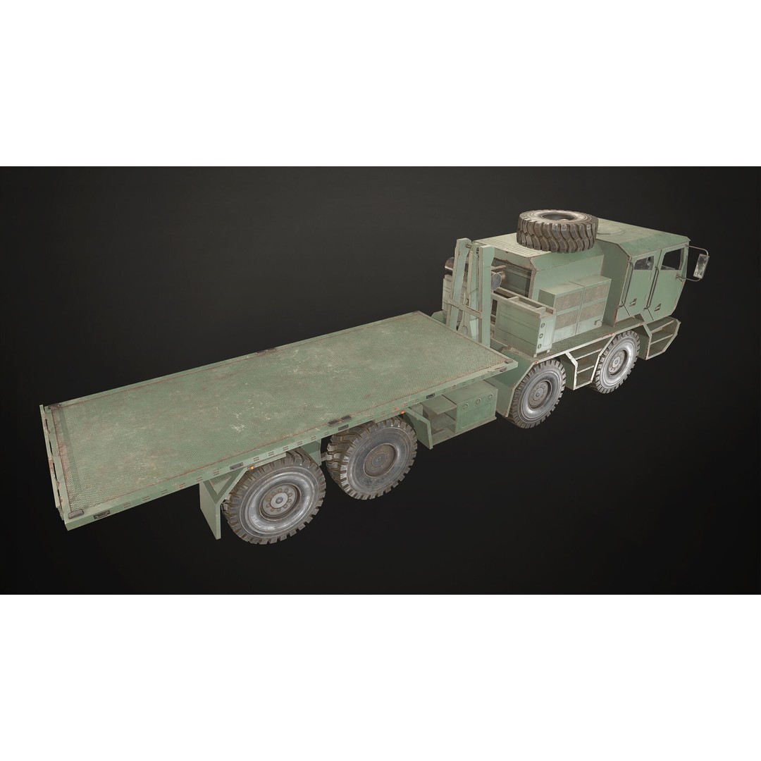 Heavy Military Truck 3D Model – Low Poly Game Ready Vehicle, FBX - View 4