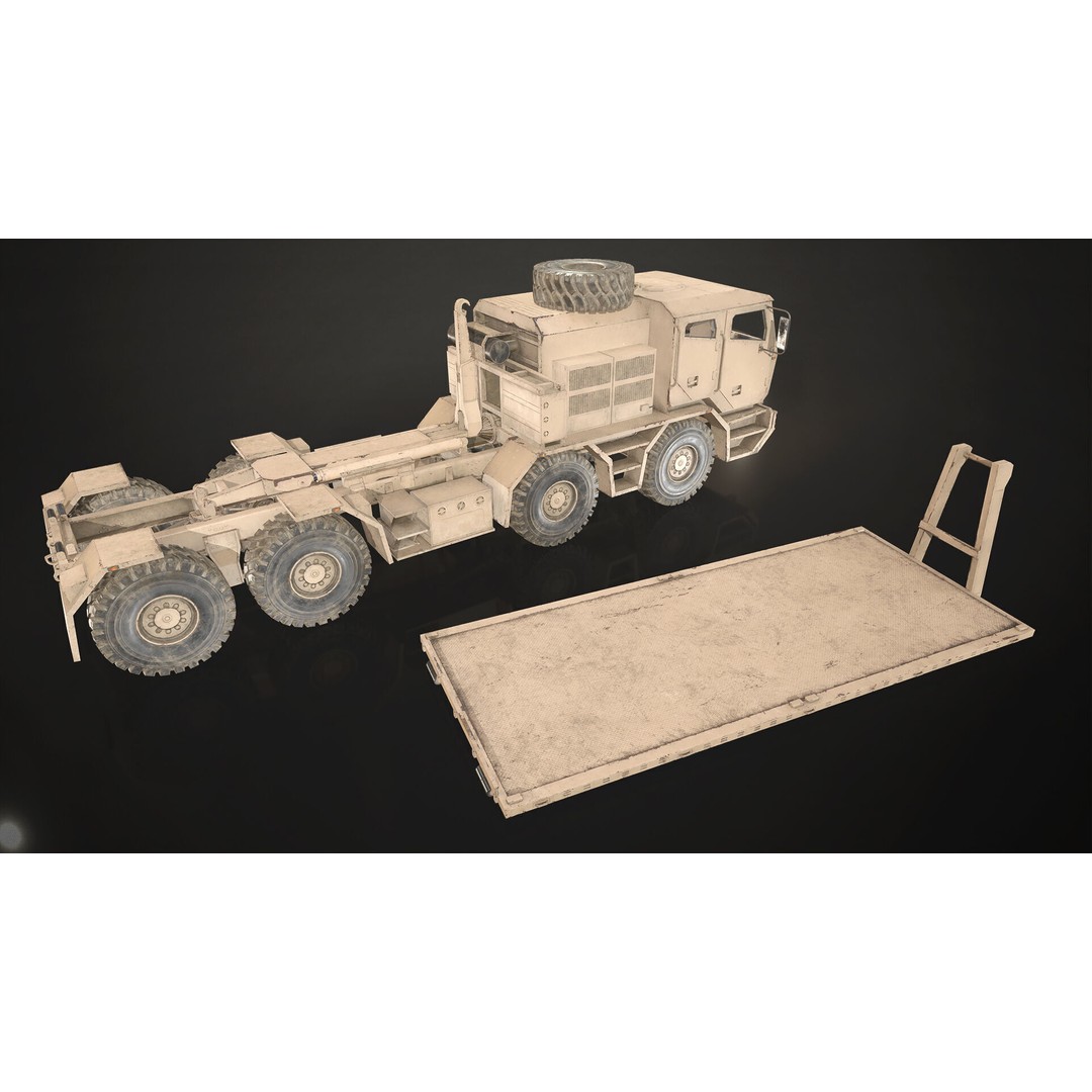 Heavy Military Truck 3D Model – Low Poly Game Ready Vehicle, FBX - View 7
