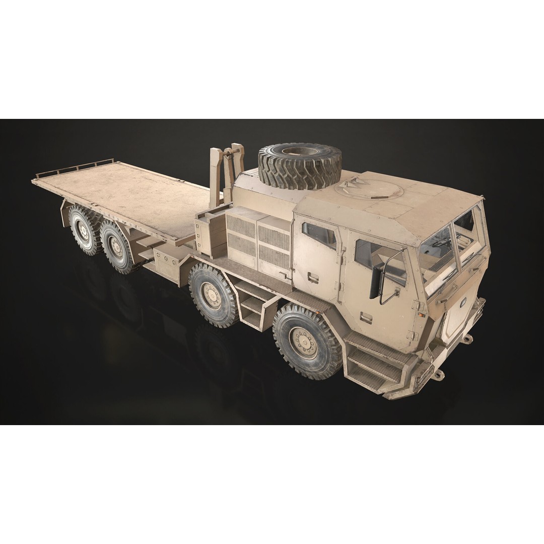 Heavy Military Truck 3D Model – Low Poly Game Ready Vehicle, FBX - View 9