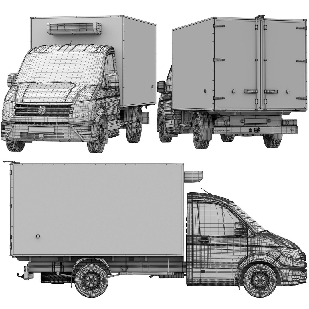 VW Crafter 2 Refrigerated 3D Model – Detailed Truck Asset, FBX, OBJ - View 23